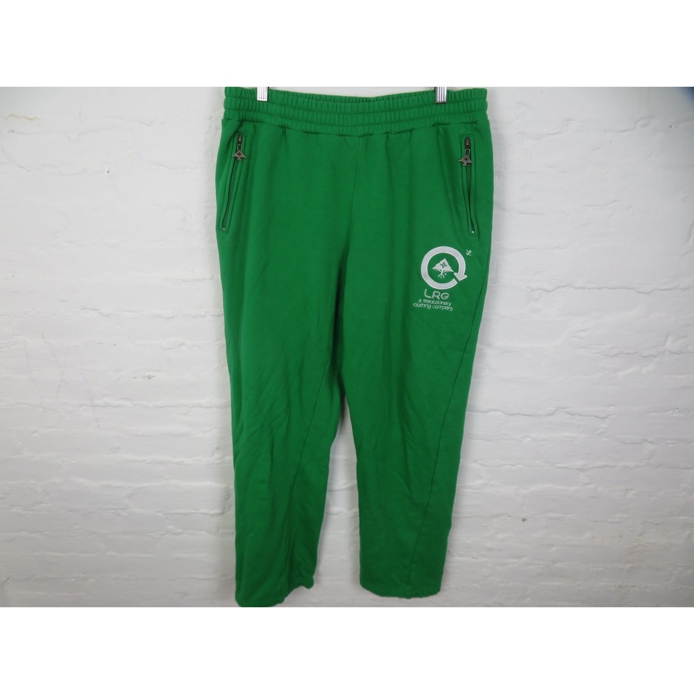 Lifted Research Group LRG Sweatpants Mens Large Green Fleece Zip Pockets